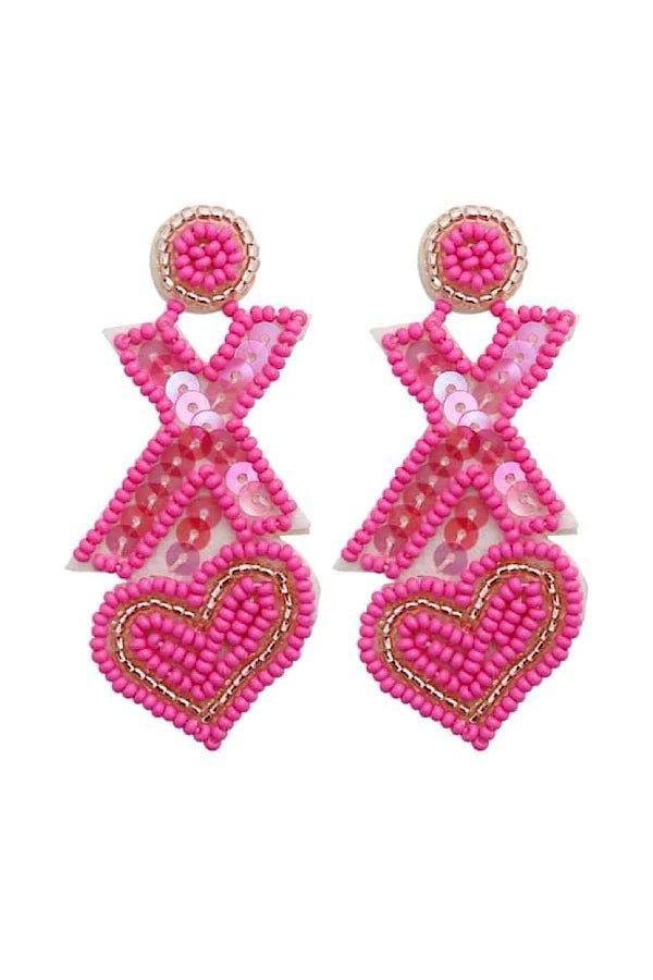 Pink Valentine Beaded Earrings - Klazzi Fashion Boutique