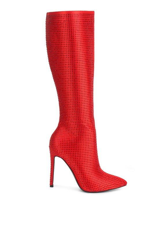 PIPETTE Diamante Set High Heeled Calf Boot - Klazzi Fashion Boutique