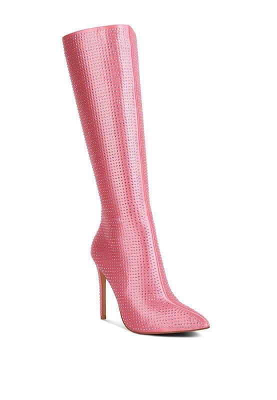 PIPETTE Diamante Set High Heeled Calf Boot - Klazzi Fashion Boutique