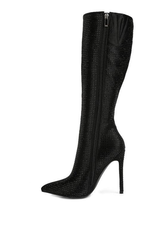 PIPETTE Diamante Set High Heeled Calf Boot - Klazzi Fashion Boutique