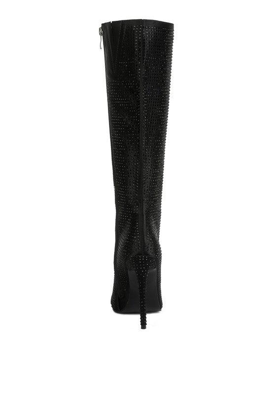 PIPETTE Diamante Set High Heeled Calf Boot - Klazzi Fashion Boutique