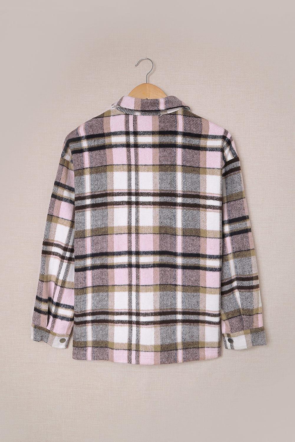 Plaid Button Down Flannel Jacket - Klazzi Fashion Boutique