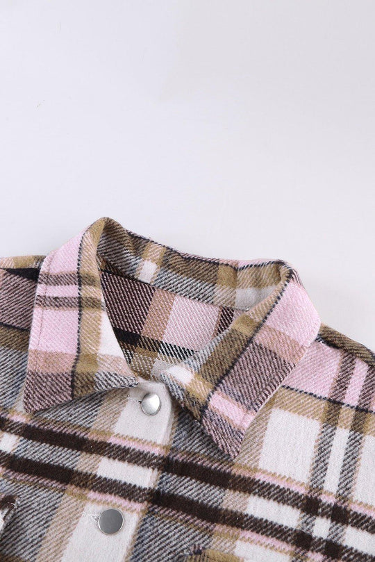 Plaid Button Down Flannel Jacket - Klazzi Fashion Boutique