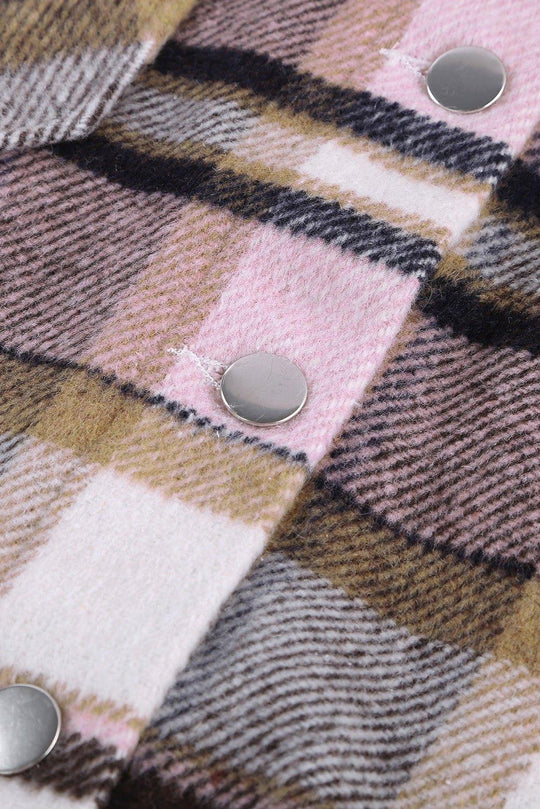 Plaid Button Down Flannel Jacket - Klazzi Fashion Boutique