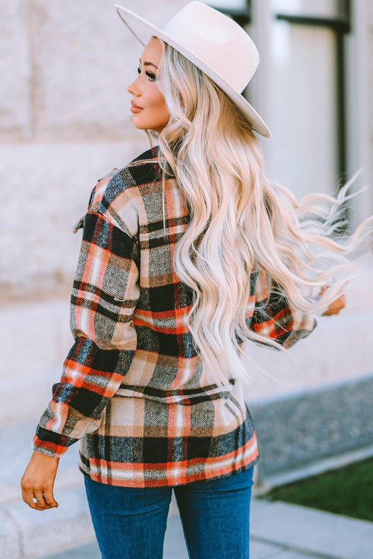 Plaid Button Down Flannel Jacket - Klazzi Fashion Boutique