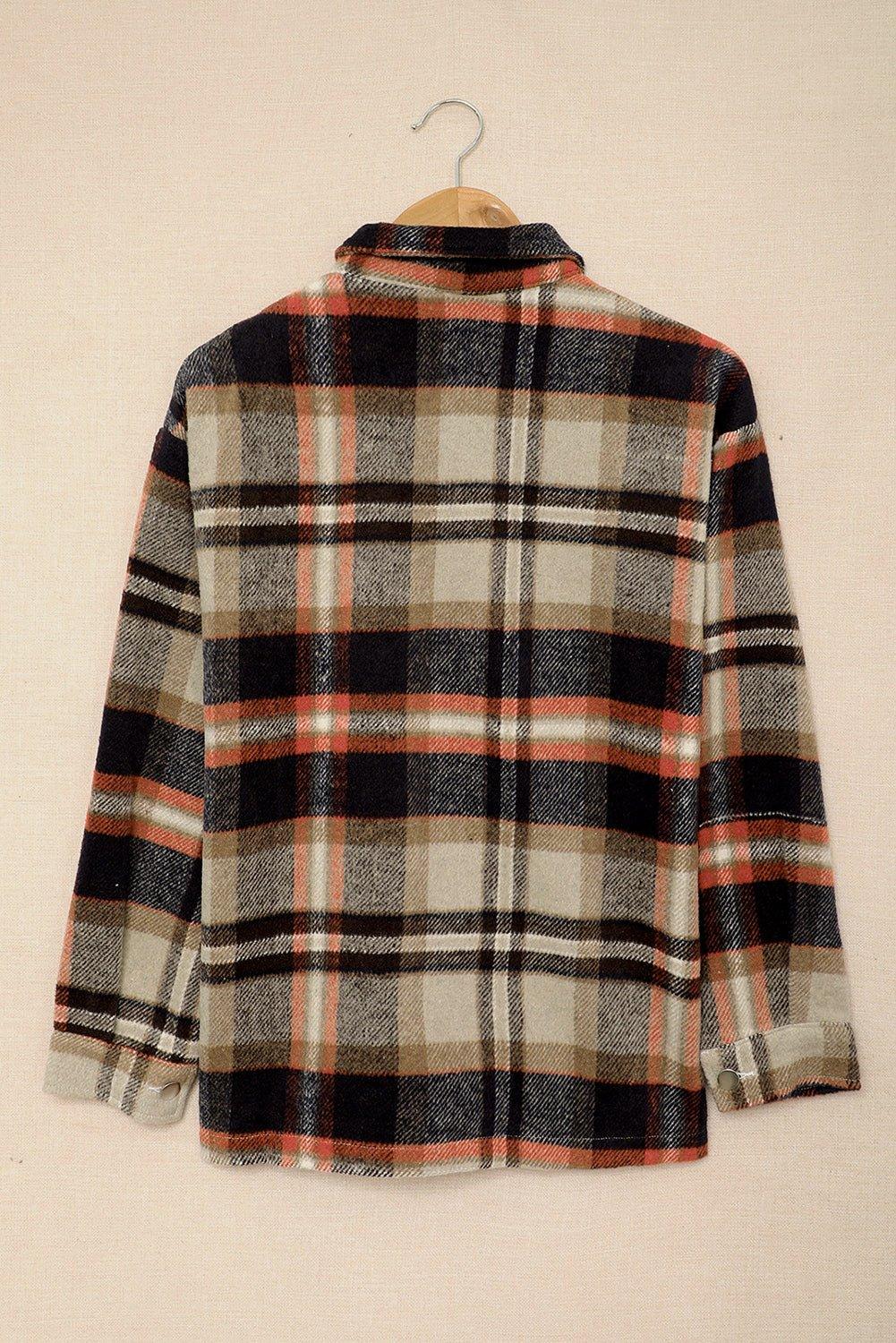 Plaid Button Down Flannel Jacket - Klazzi Fashion Boutique