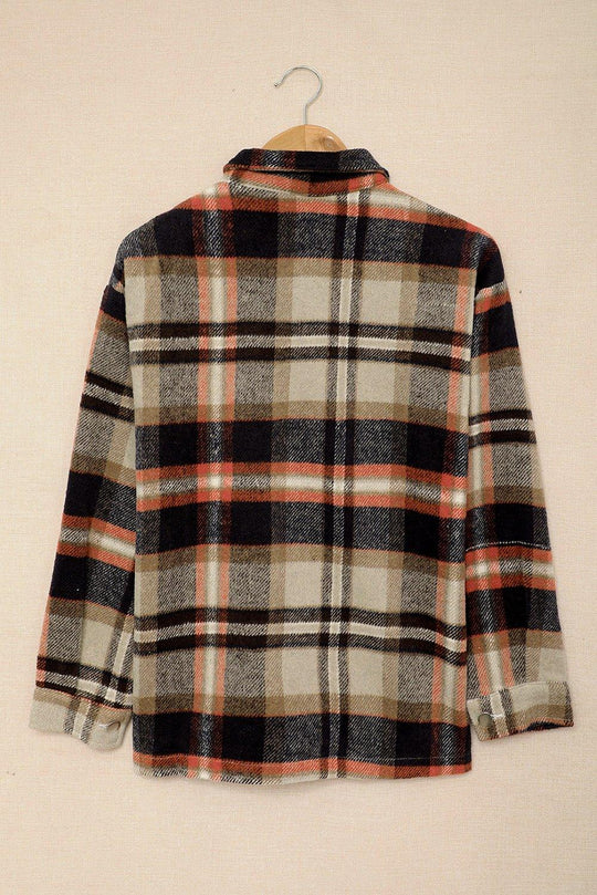 Plaid Button Down Flannel Jacket - Klazzi Fashion Boutique