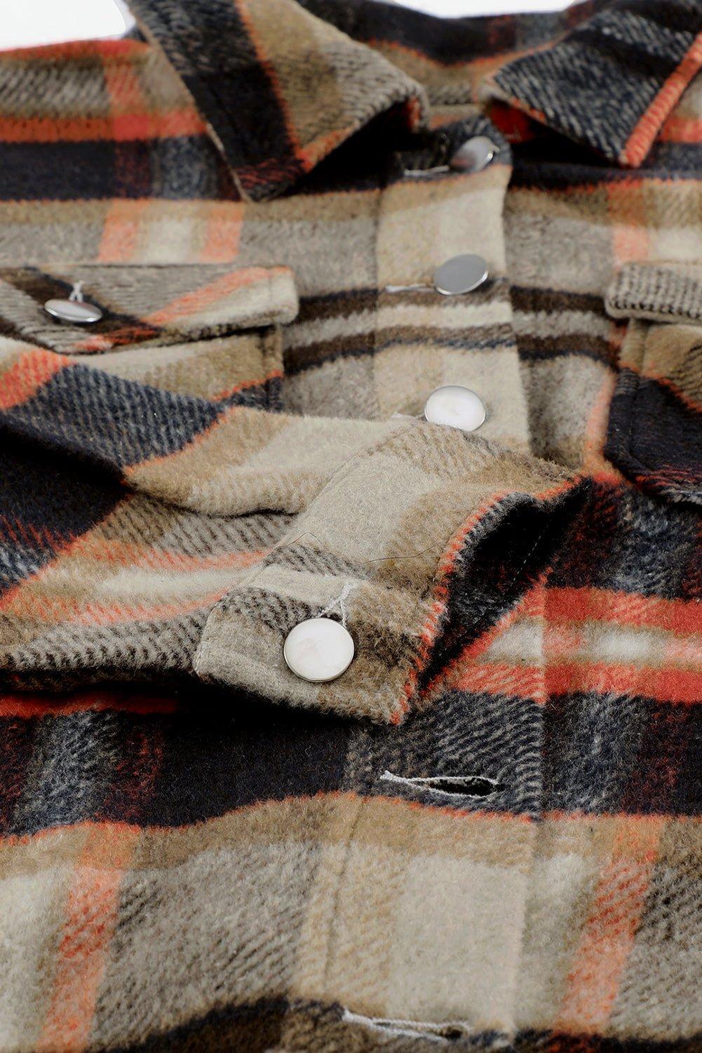 Plaid Button Down Flannel Jacket - Klazzi Fashion Boutique