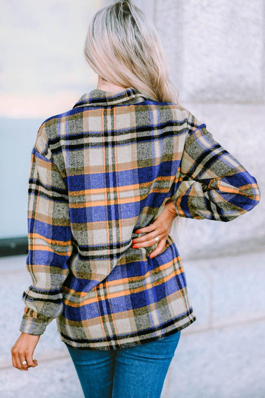 Plaid Button Down Flannel Jacket - Klazzi Fashion Boutique