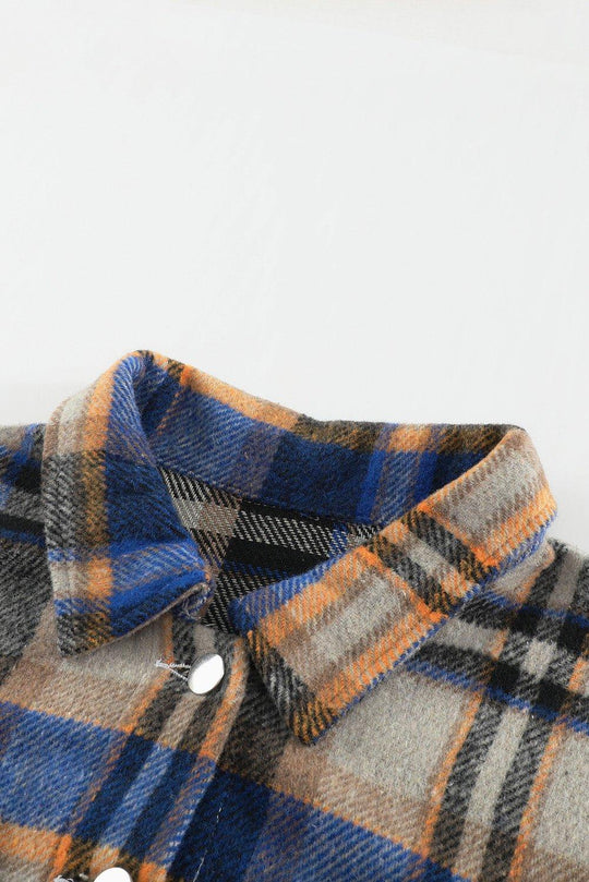 Plaid Button Down Flannel Jacket - Klazzi Fashion Boutique