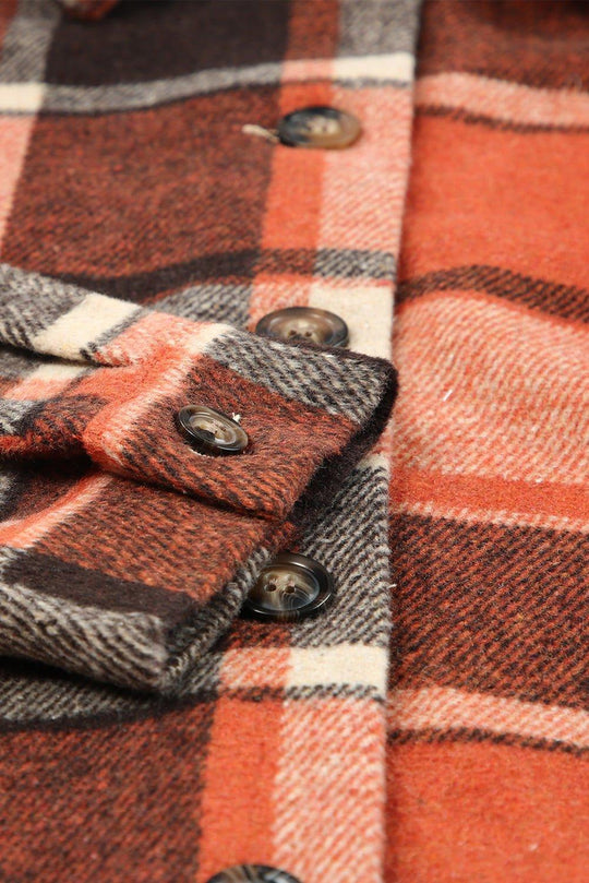 Plaid Hooded Button Shacket