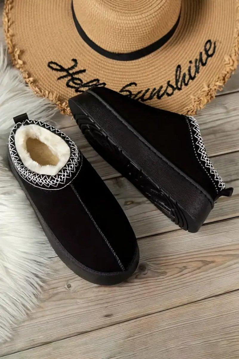 Plush Suede Round Flats - Klazzi Fashion Boutique