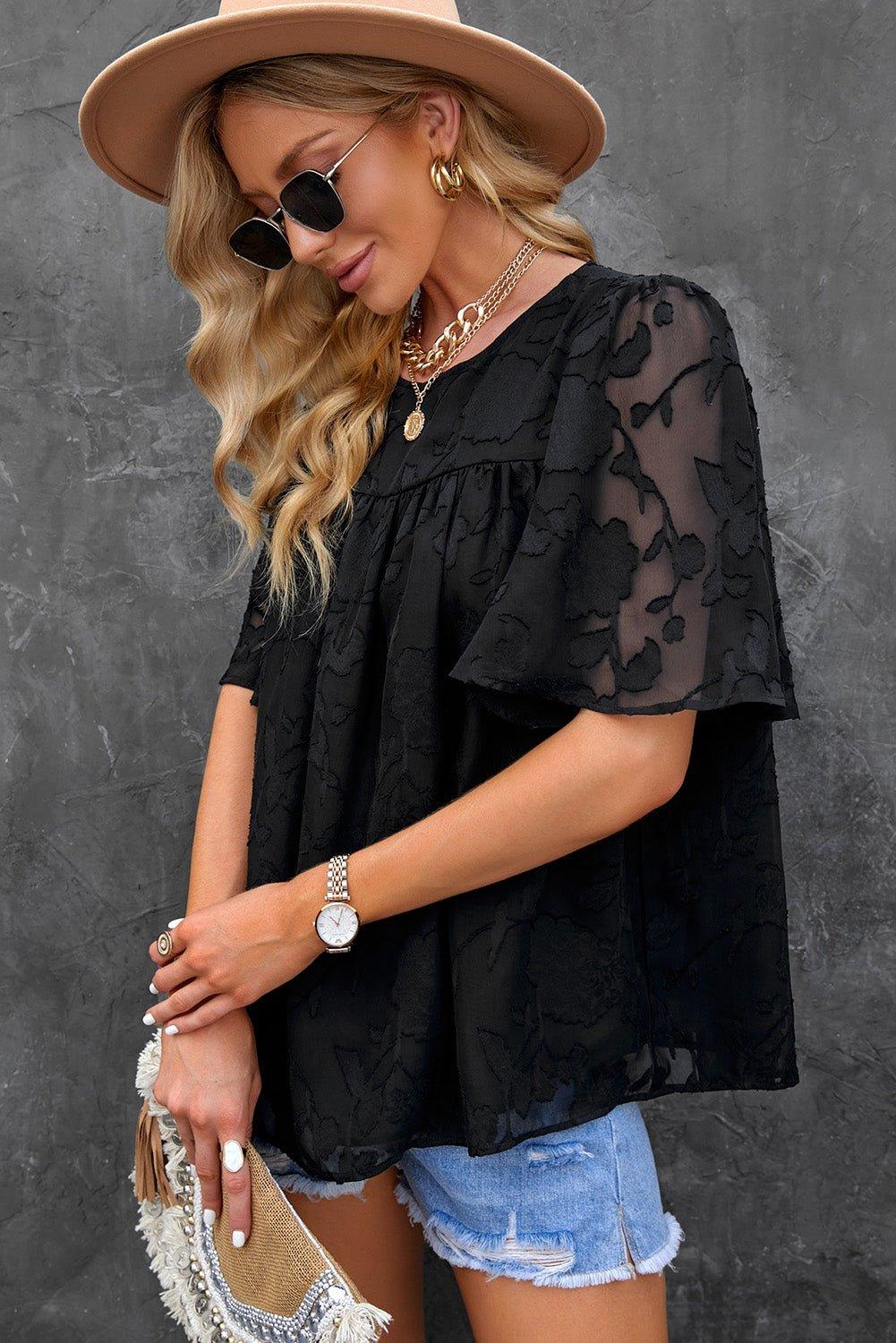 Pretty Puff Sleeve Blouse - Klazzi Fashion Boutique