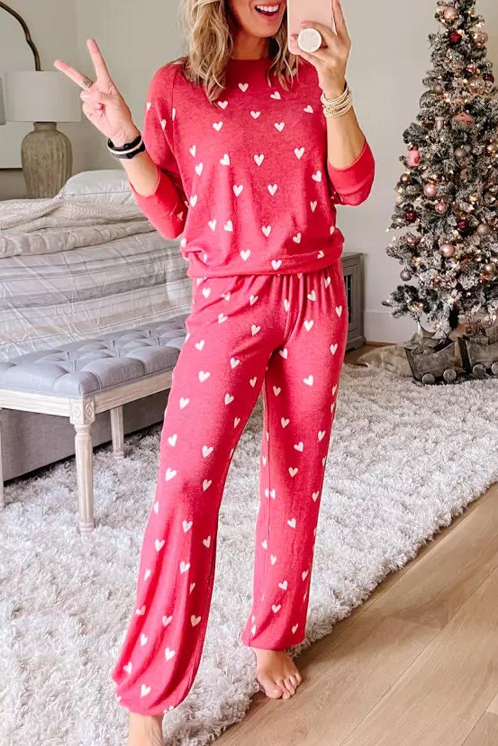 Red Hottie Valentines Heart Loungewear Set - Klazzi Fashion Boutique