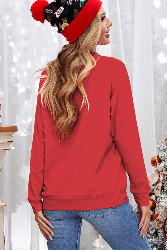 Red "MERRY and BRIGHT" Christmas Tree Sweatshirt - Klazzi Fashion Boutique