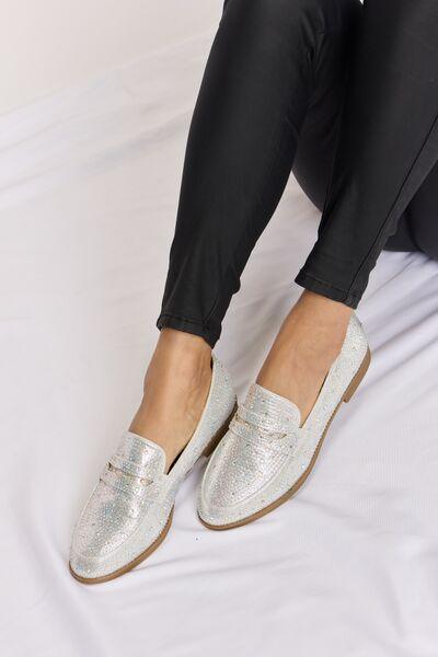 Rhinestone Pointy Toe Loafers - Klazzi Fashion Boutique