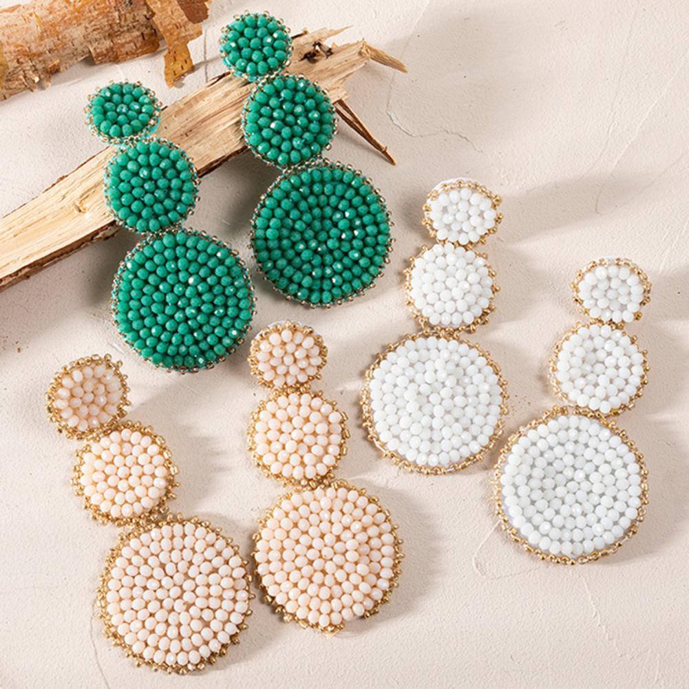 Round Beaded Woven Earrings - Klazzi Fashion Boutique