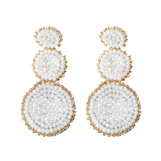 Round Beaded Woven Earrings - Klazzi Fashion Boutique