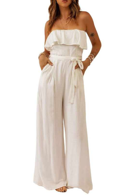 Ruffled Bandeau Jumpsuit - Klazzi Fashion Boutique