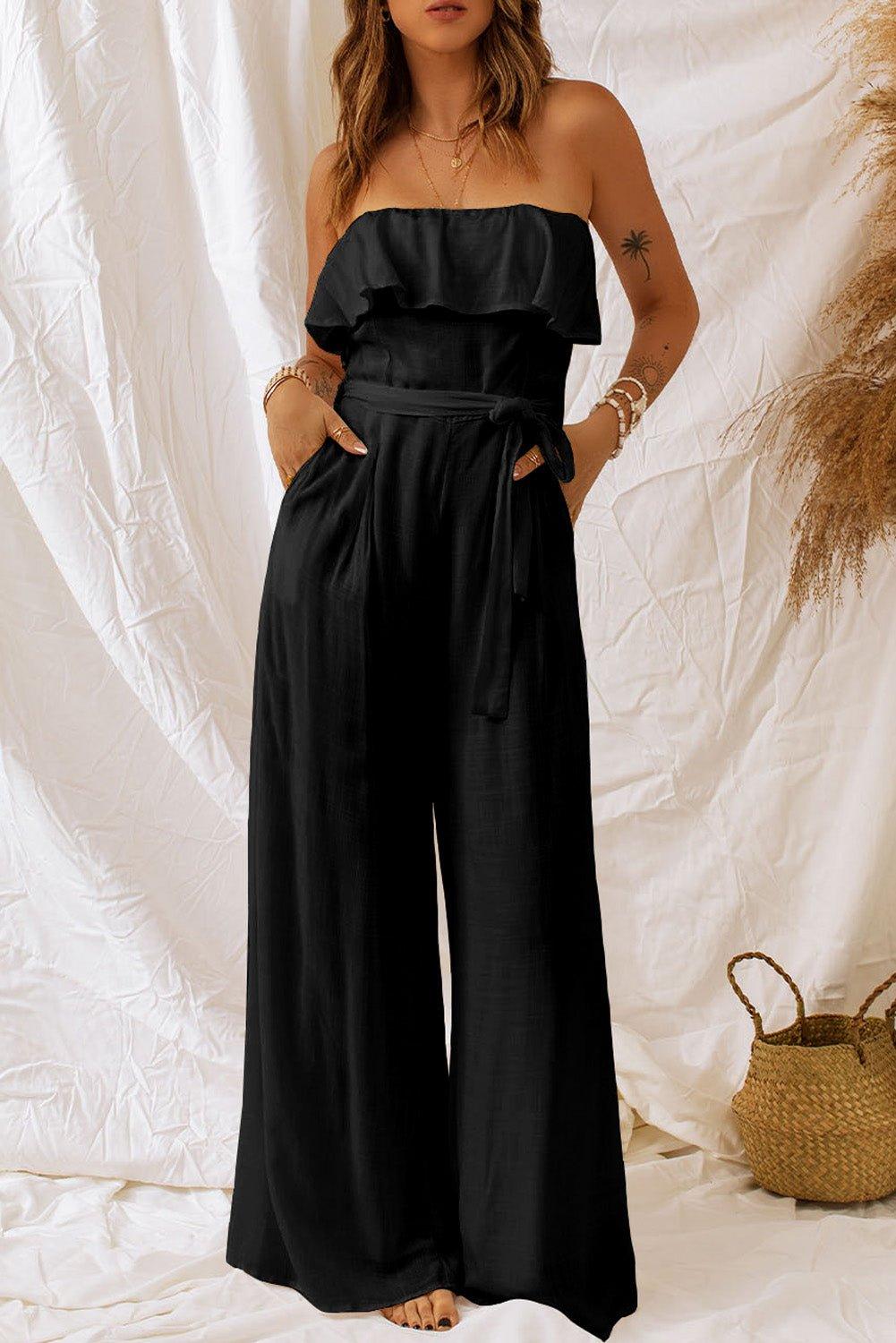 Ruffled Bandeau Jumpsuit - Klazzi Fashion Boutique