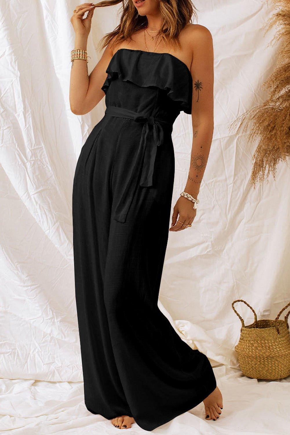 Ruffled Bandeau Jumpsuit - Klazzi Fashion Boutique