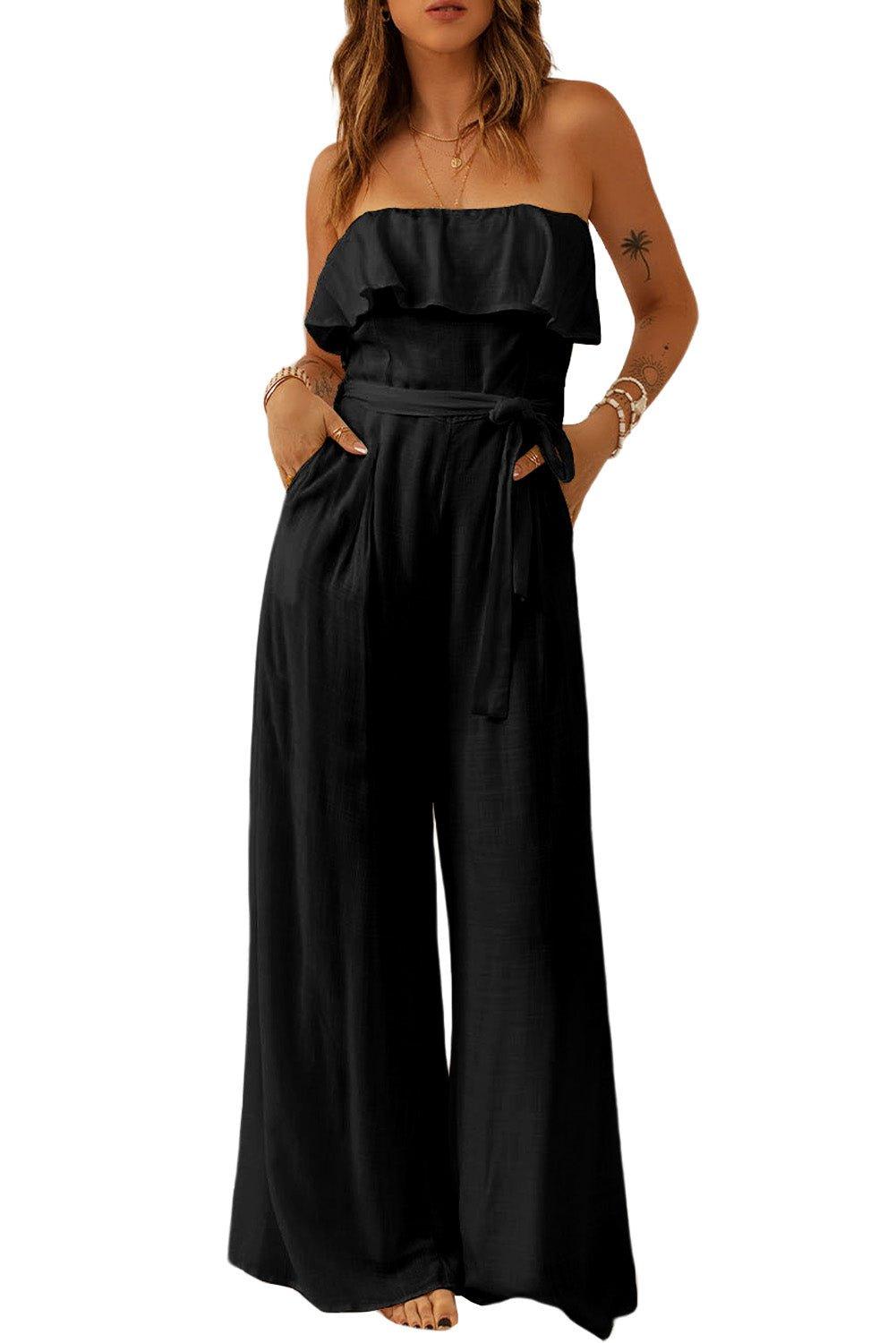 Ruffled Bandeau Jumpsuit - Klazzi Fashion Boutique