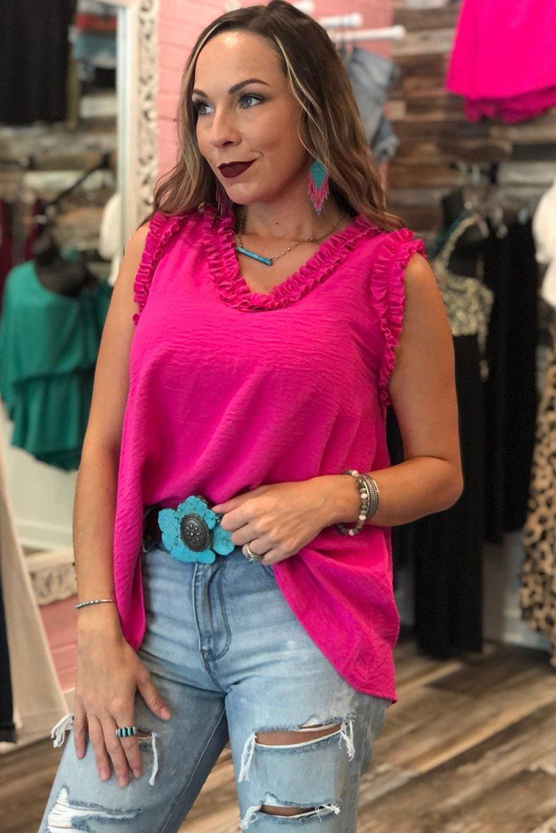 Sassy Pink Electric Tank Top - Klazzi Fashion Boutique