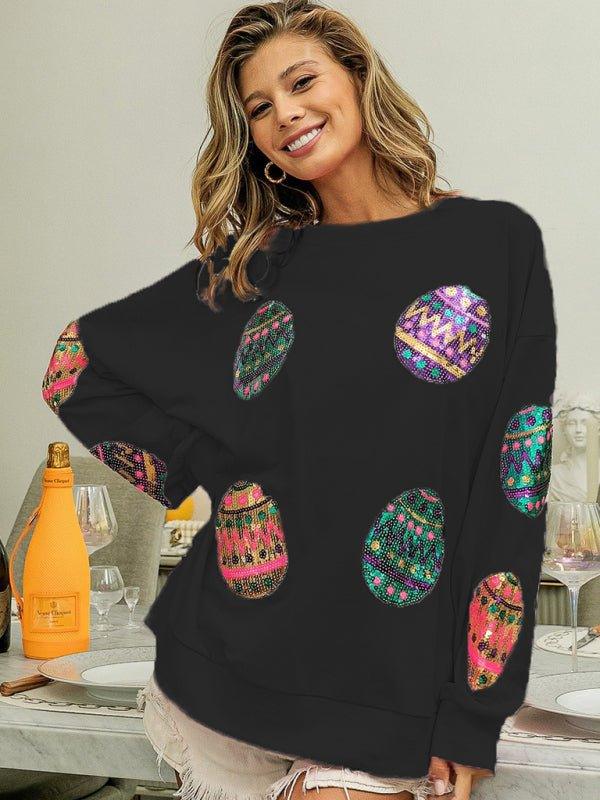 Sassy Sequin Easter Egg Sweater - Klazzi Fashion Boutique