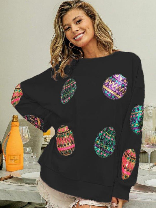 Sassy Sequin Easter Egg Sweater - Klazzi Fashion Boutique