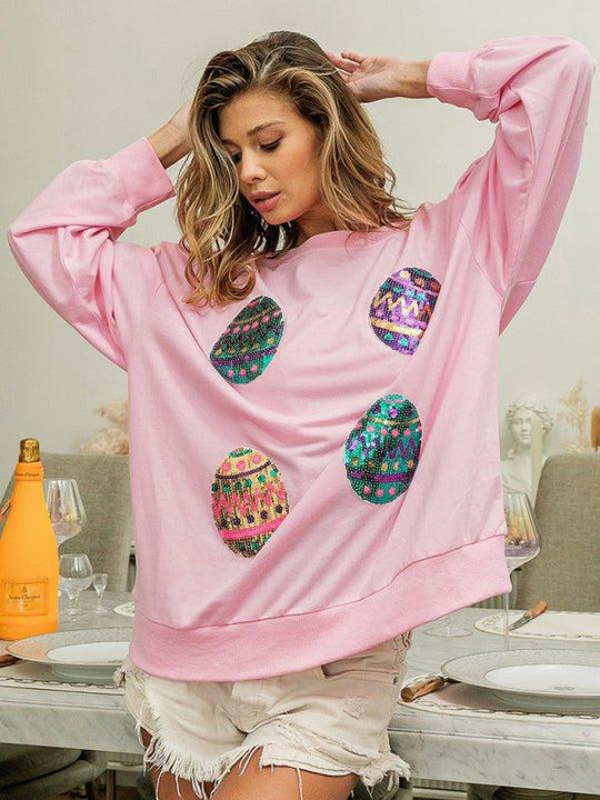 Sassy Sequin Easter Egg Sweater - Klazzi Fashion Boutique