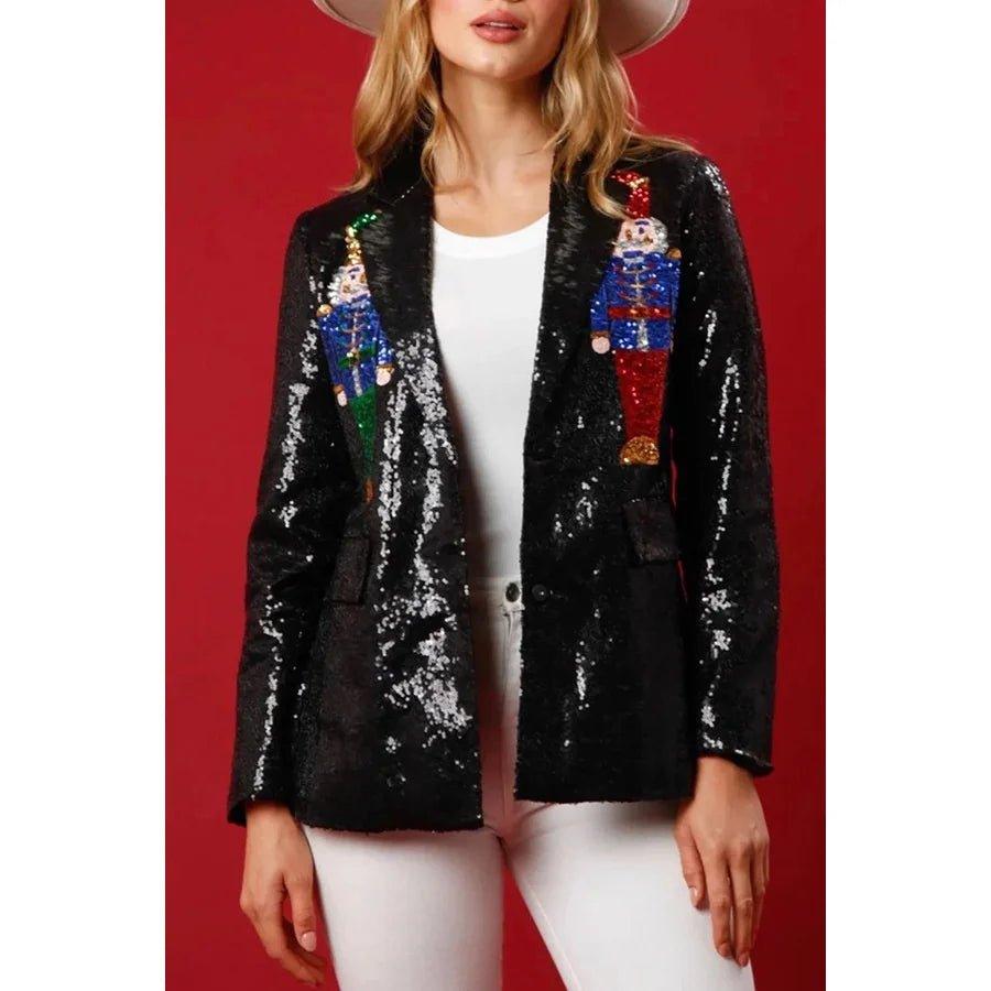 Sequin Sparkle Women's Christmas Nutcracker Blazer