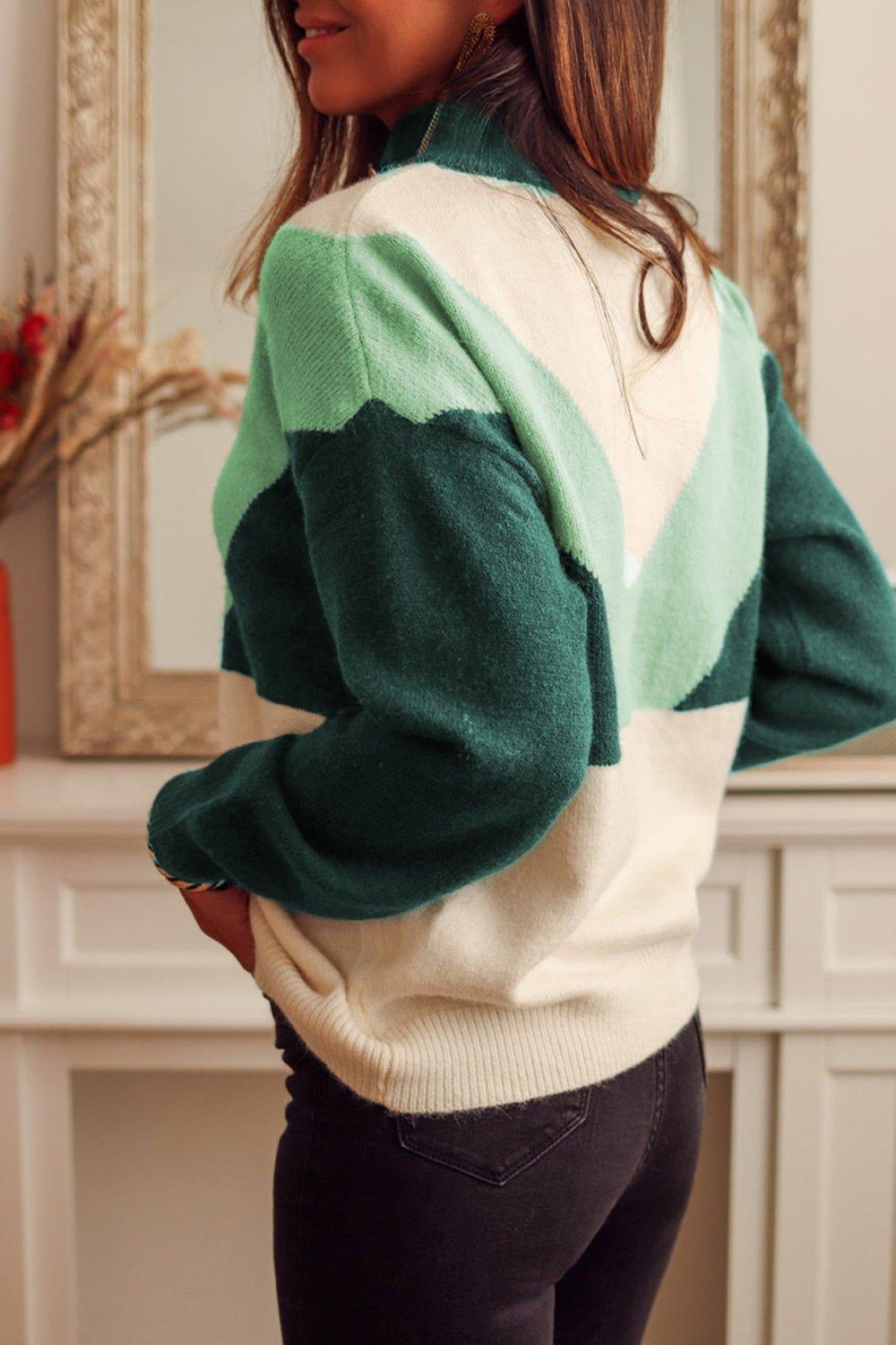 Shades Of Green Buttoned Sweater - Klazzi Fashion Boutique