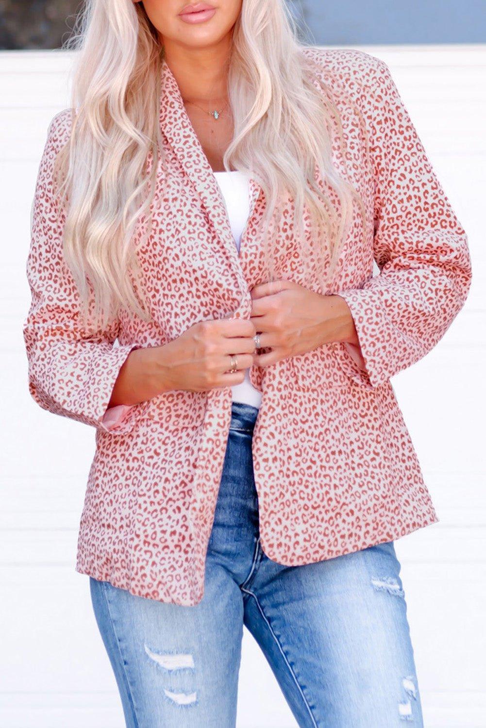 Silky Pink Leopard Blazer - Klazzi Fashion Boutique