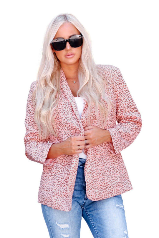 Silky Pink Leopard Blazer - Klazzi Fashion Boutique