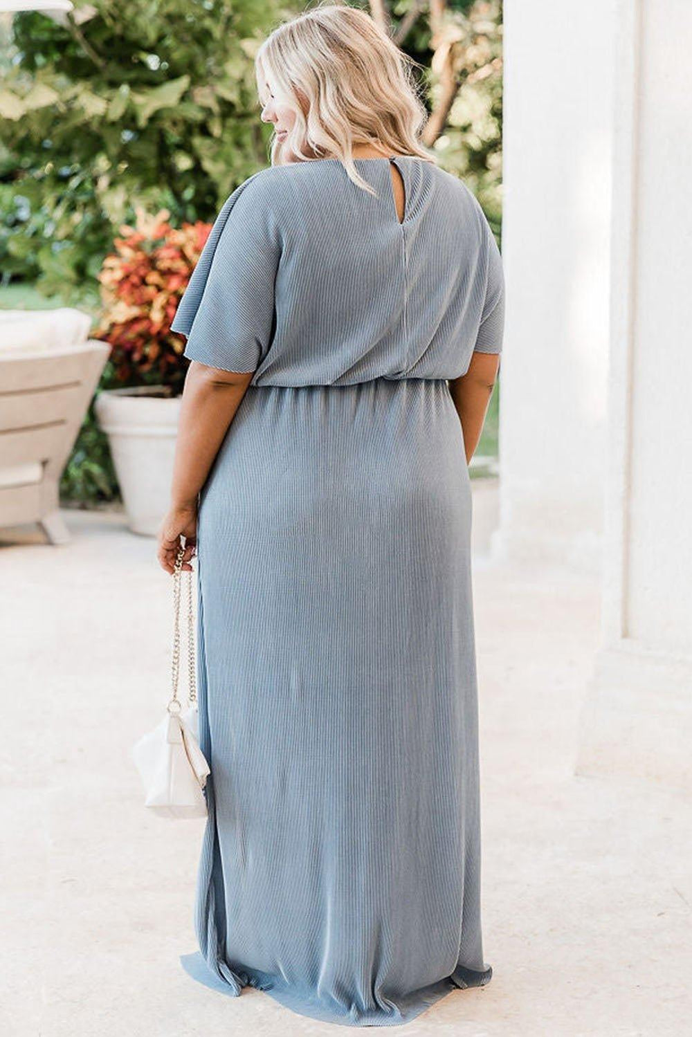 Sky Blue Plus Size Maxi Dress - Klazzi Fashion Boutique