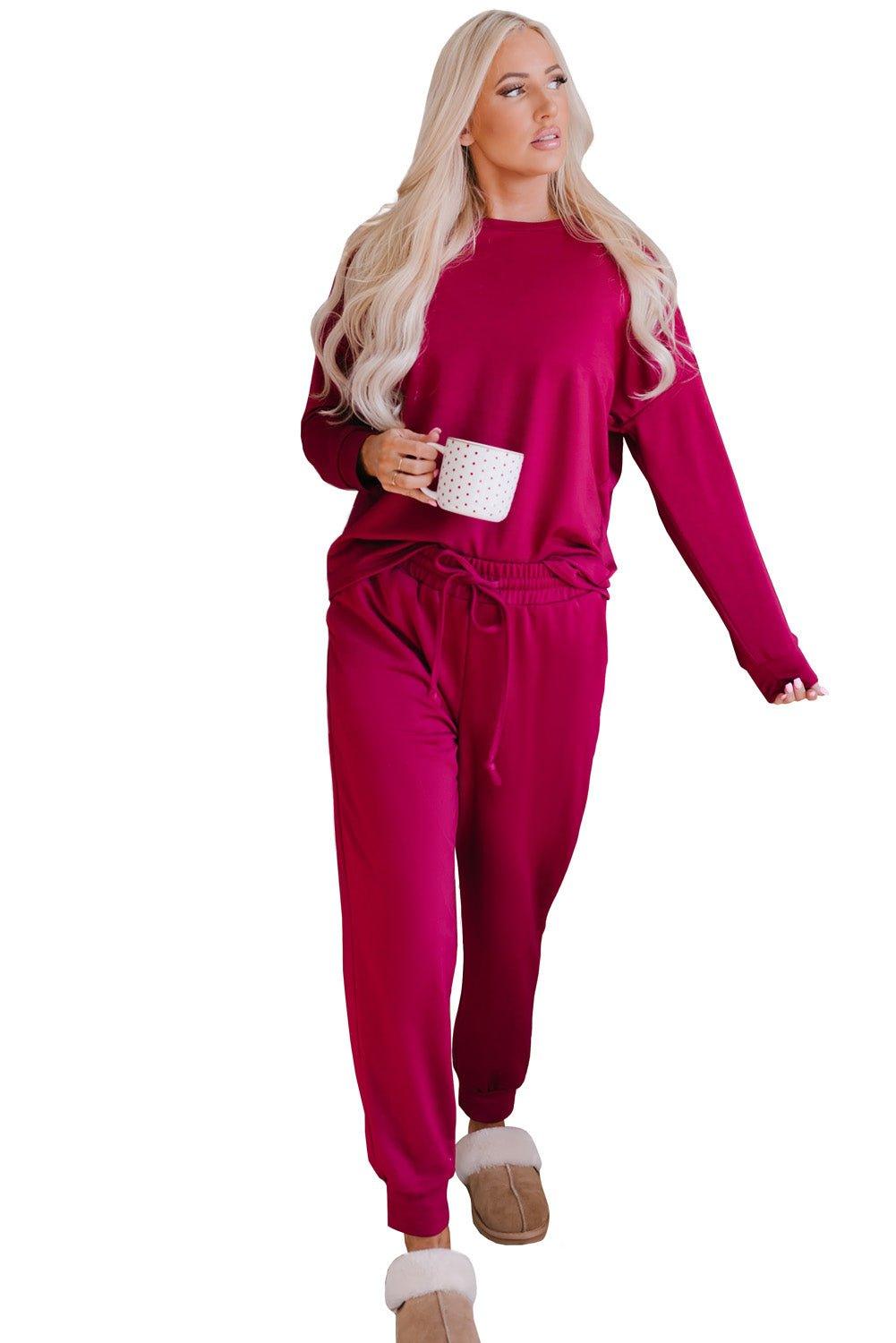 Snuggle Up Long Sleeve Lounge Jogger Set - Klazzi Fashion Boutique