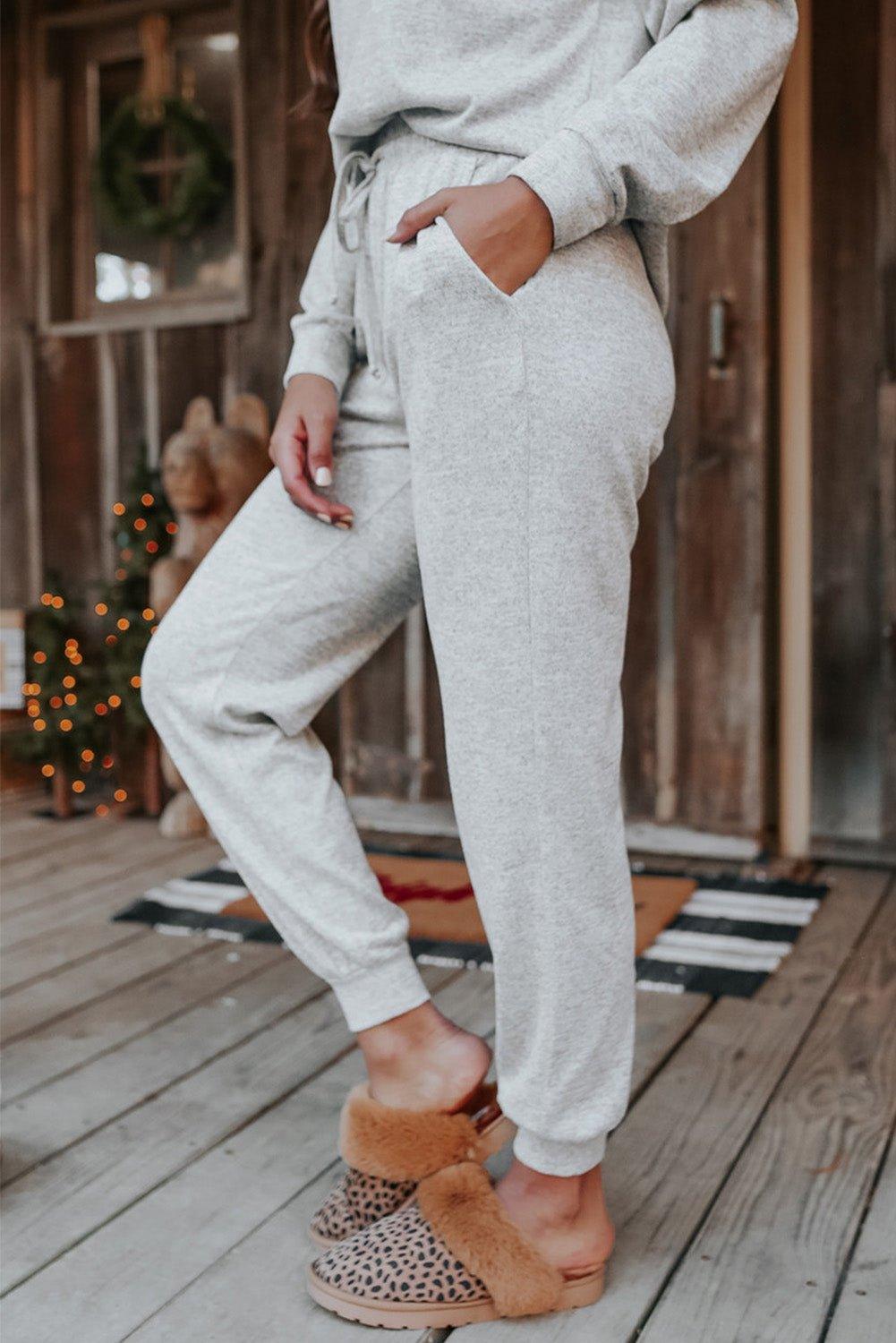 Snuggle Up Long Sleeve Lounge Jogger Set - Klazzi Fashion Boutique