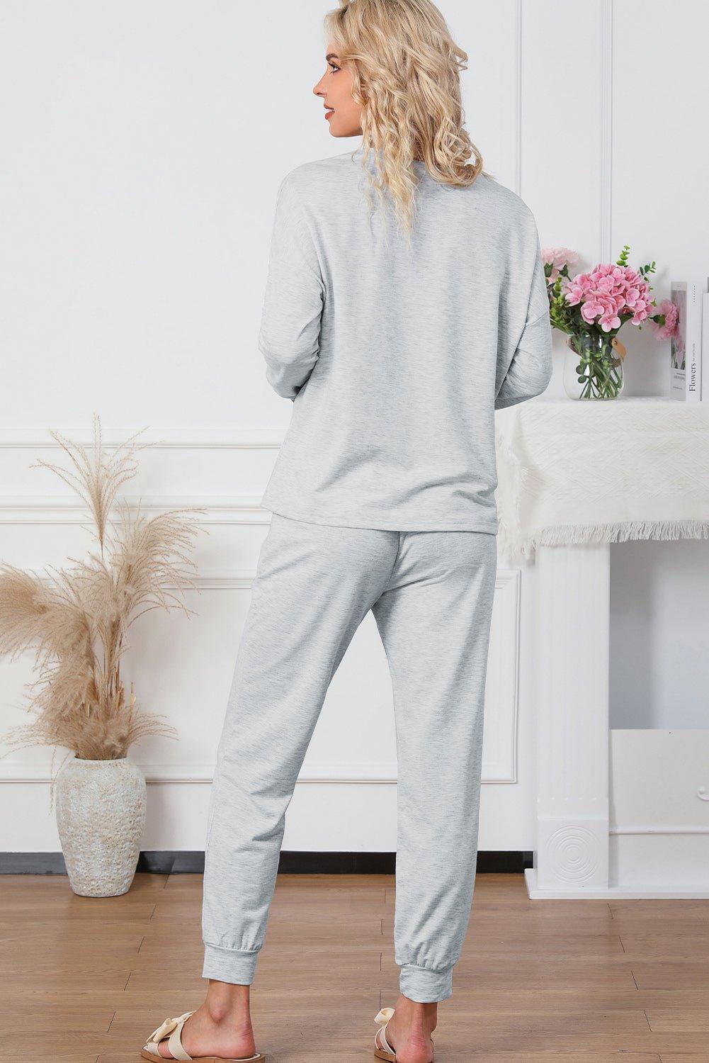 Snuggle Up Long Sleeve Lounge Jogger Set - Klazzi Fashion Boutique