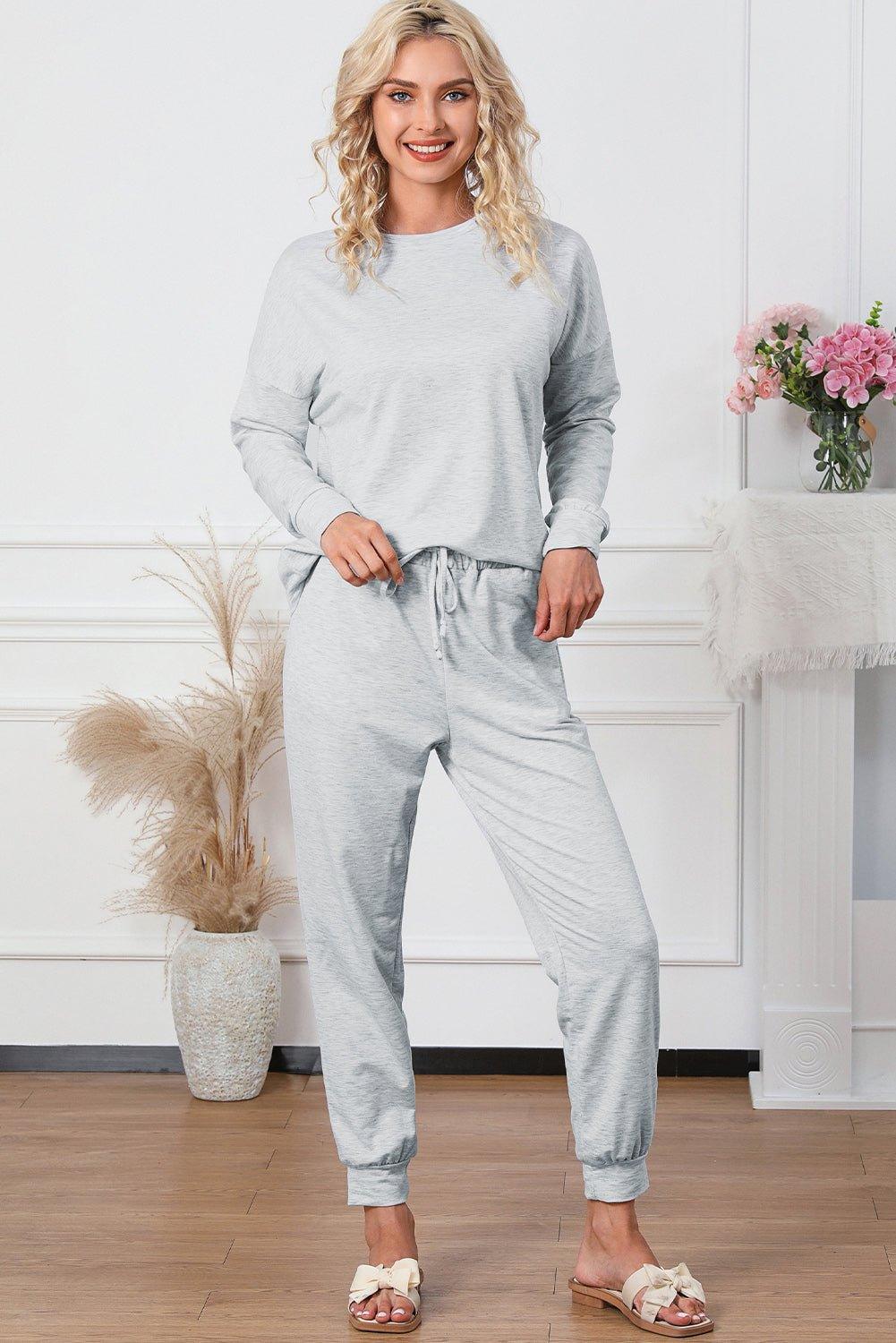 Snuggle Up Long Sleeve Lounge Jogger Set - Klazzi Fashion Boutique