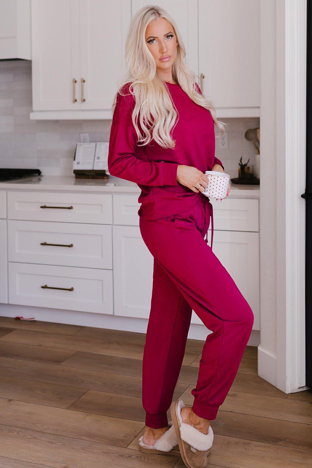 Snuggle Up Long Sleeve Lounge Jogger Set - Klazzi Fashion Boutique