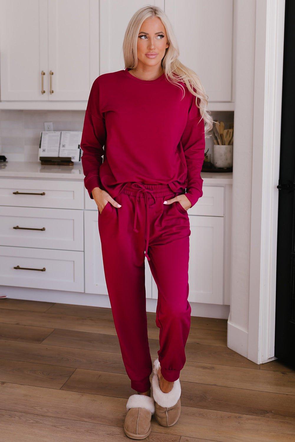 Snuggle Up Long Sleeve Lounge Jogger Set - Klazzi Fashion Boutique