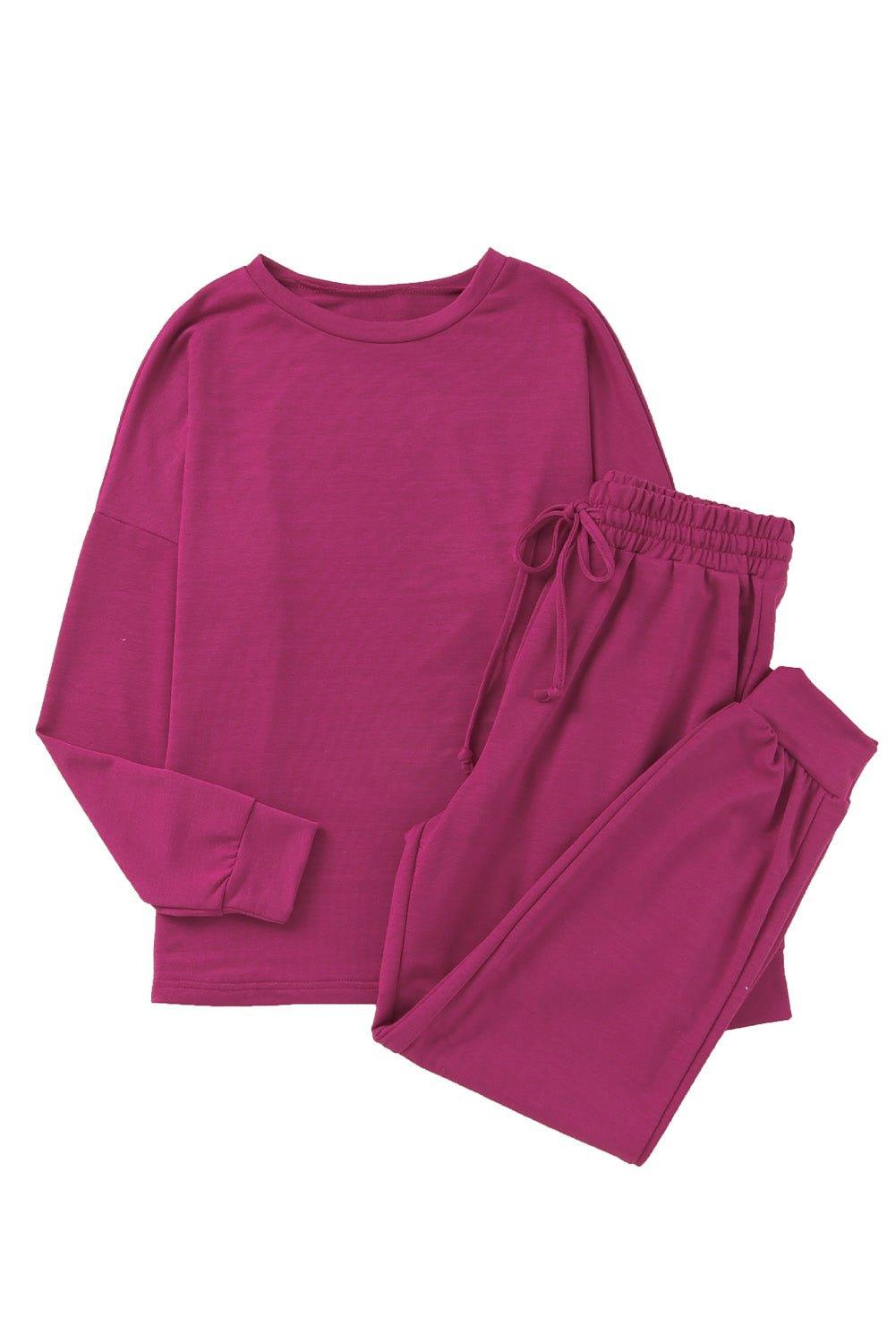 Snuggle Up Long Sleeve Lounge Jogger Set - Klazzi Fashion Boutique