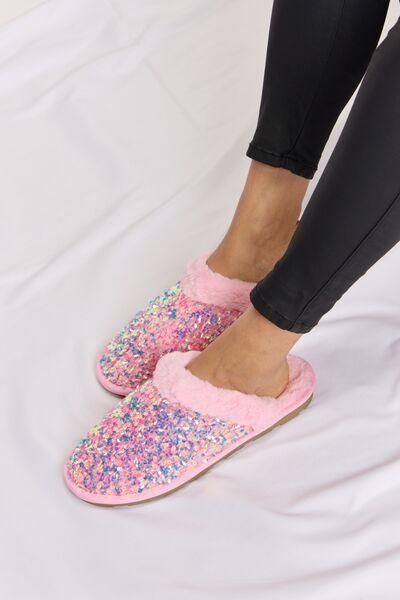 Sparkle Confetti Sequin Plush Slippers