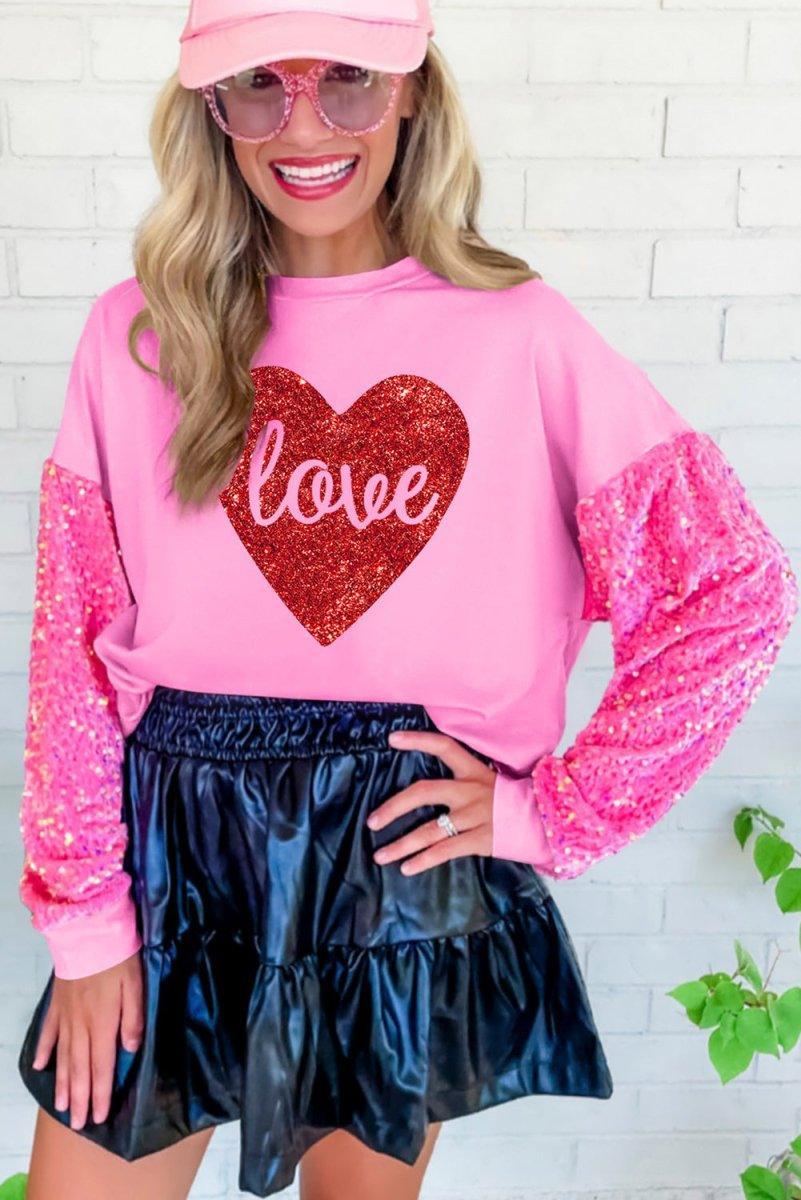 Sparkle Red Heart Sequined Sweater