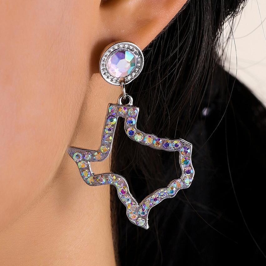 State Of TEXAS Rhinestone Earrings - Klazzi Fashion Boutique