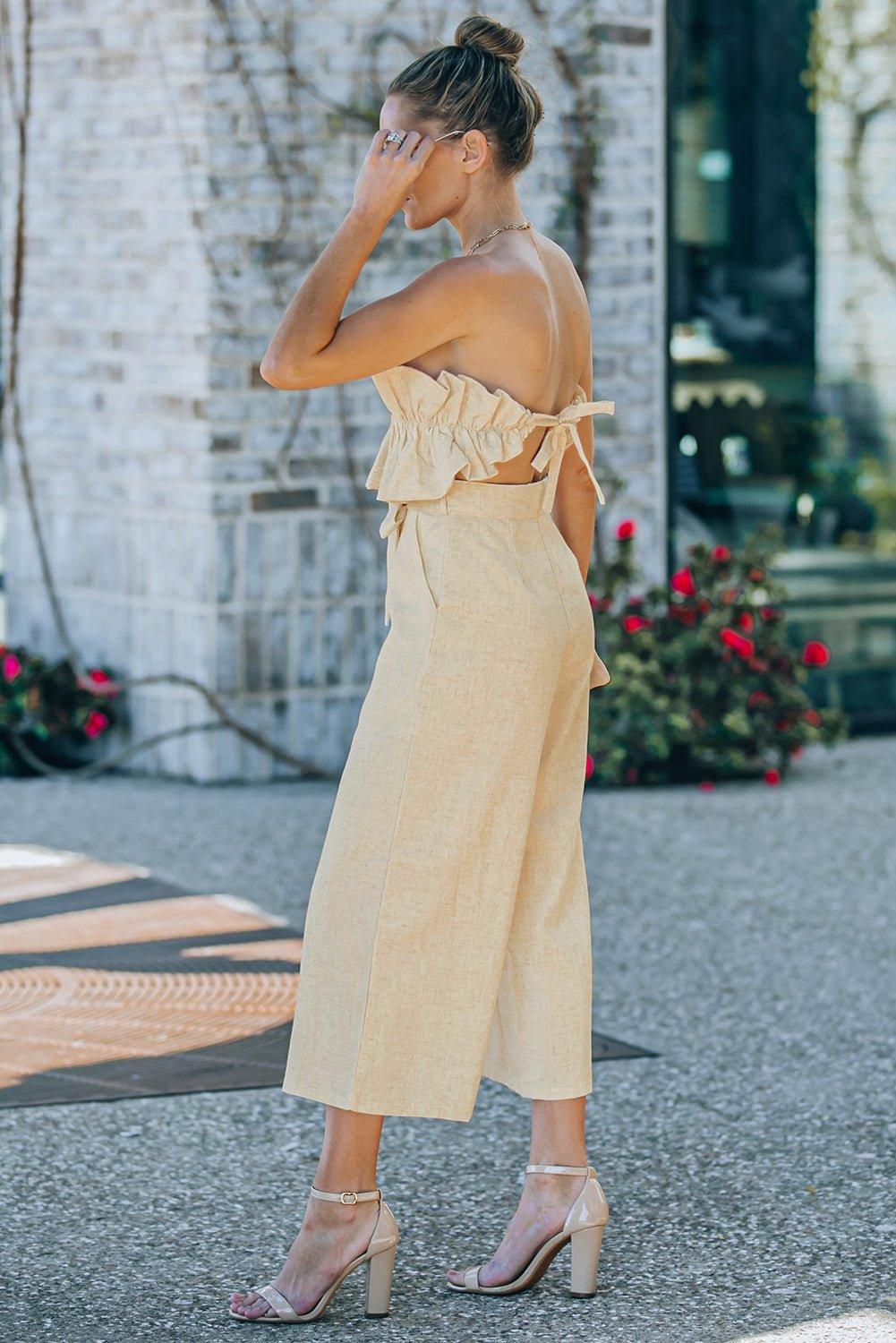 Strapless Ruffled Jumpsuit - Klazzi Fashion Boutique