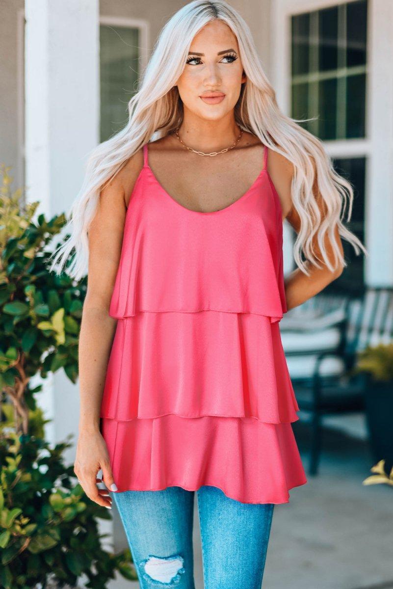 Strawberry Ruffle Tank Top - Klazzi Fashion Boutique