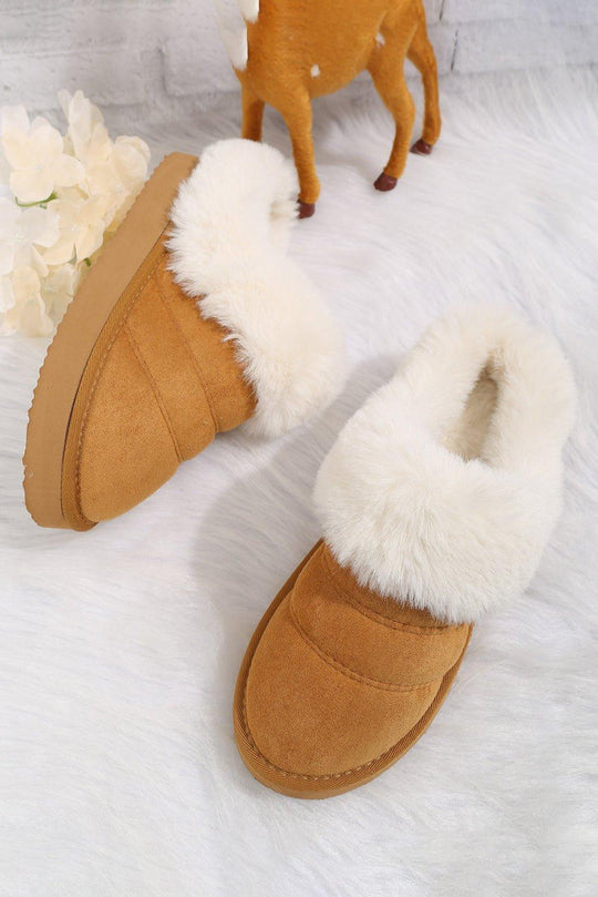 Susie Thick Plush Suede Slippers - Klazzi Fashion Boutique