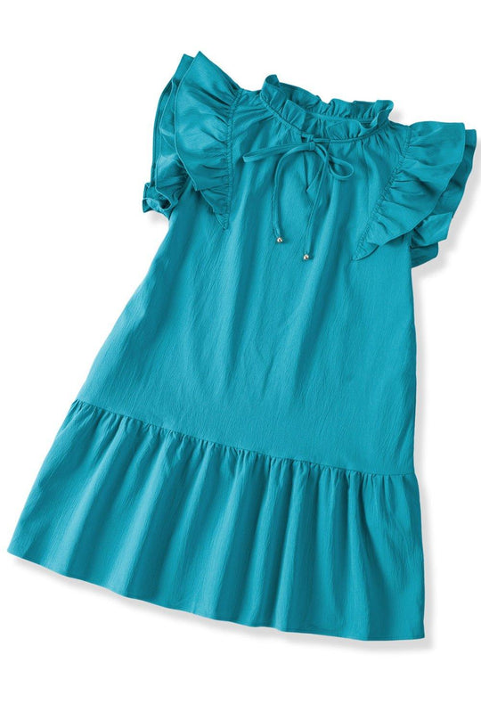 Take Me Out Ruffled Tiered Drawstring Dress - Klazzi Fashion Boutique