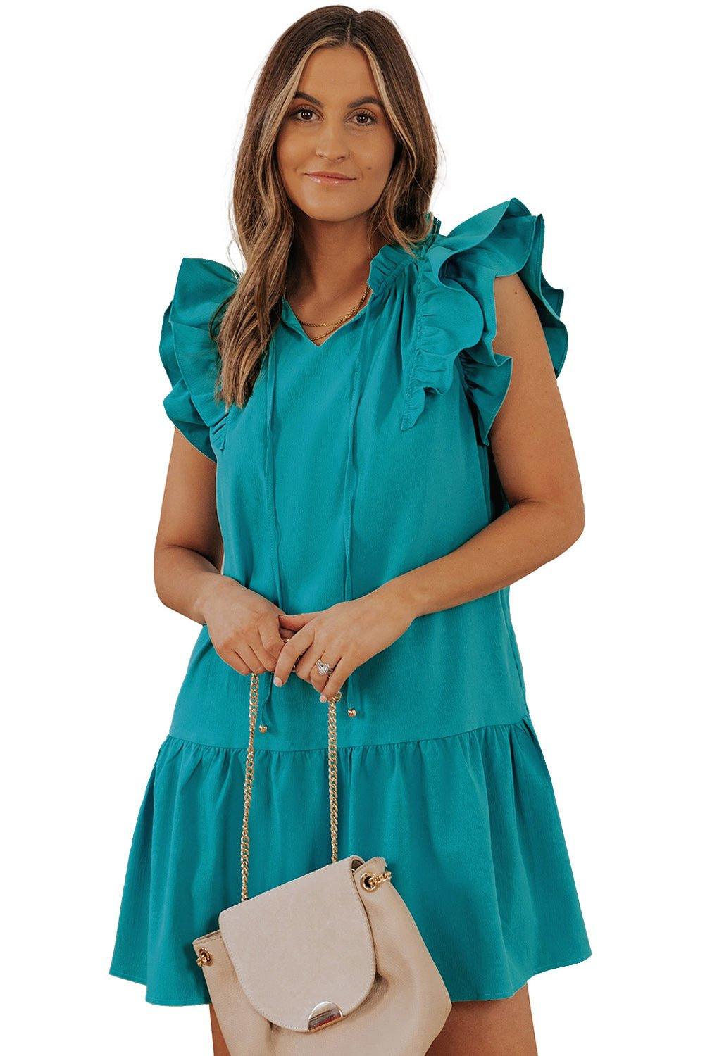 Take Me Out Ruffled Tiered Drawstring Dress - Klazzi Fashion Boutique